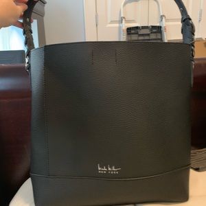 NWT Nicole Miller tote! Rich black leather.